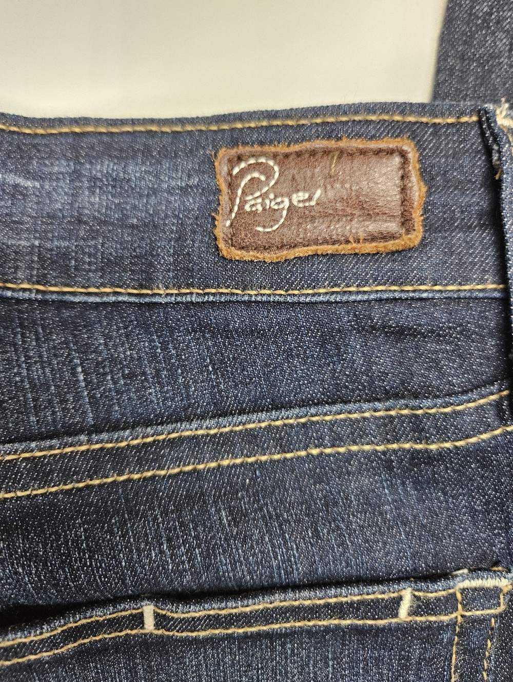 PAIGE Canyon Boot Size 27 womens  Dark Indigo Jeans with Golden Stitching - Picture 5 of 11